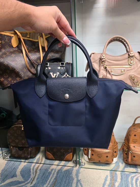 Longchamp Handbags - Longchamp Navy Le Pliage Top-Handle Nylon Tote